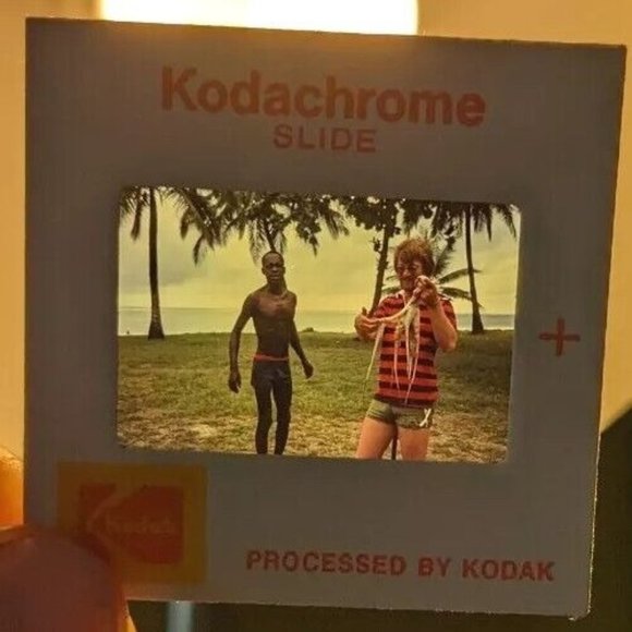 Kodachrome Slide Octopus Ocean Tourist Africa Holding Palm Trees Kodak Vtg 1979 - Picture 3 of 9